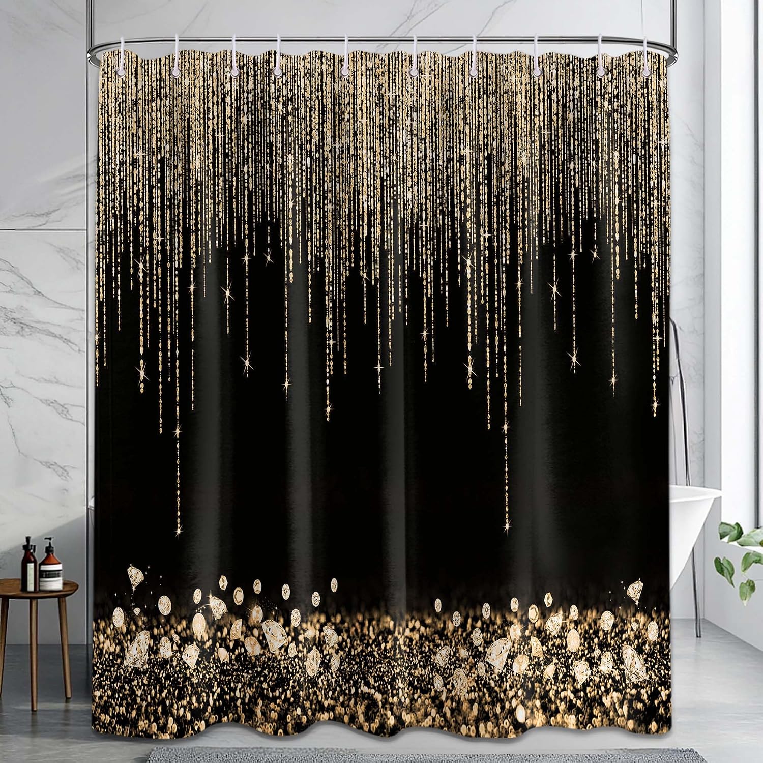 Home Bathroom Spa - Cortina de Ducha Lujosa con Brillo
