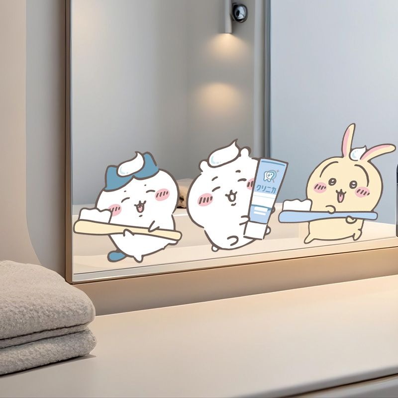 Home Bathroom Vanity - Pegatinas de Espejo Chiikawa, Adhesivo Fuerte,