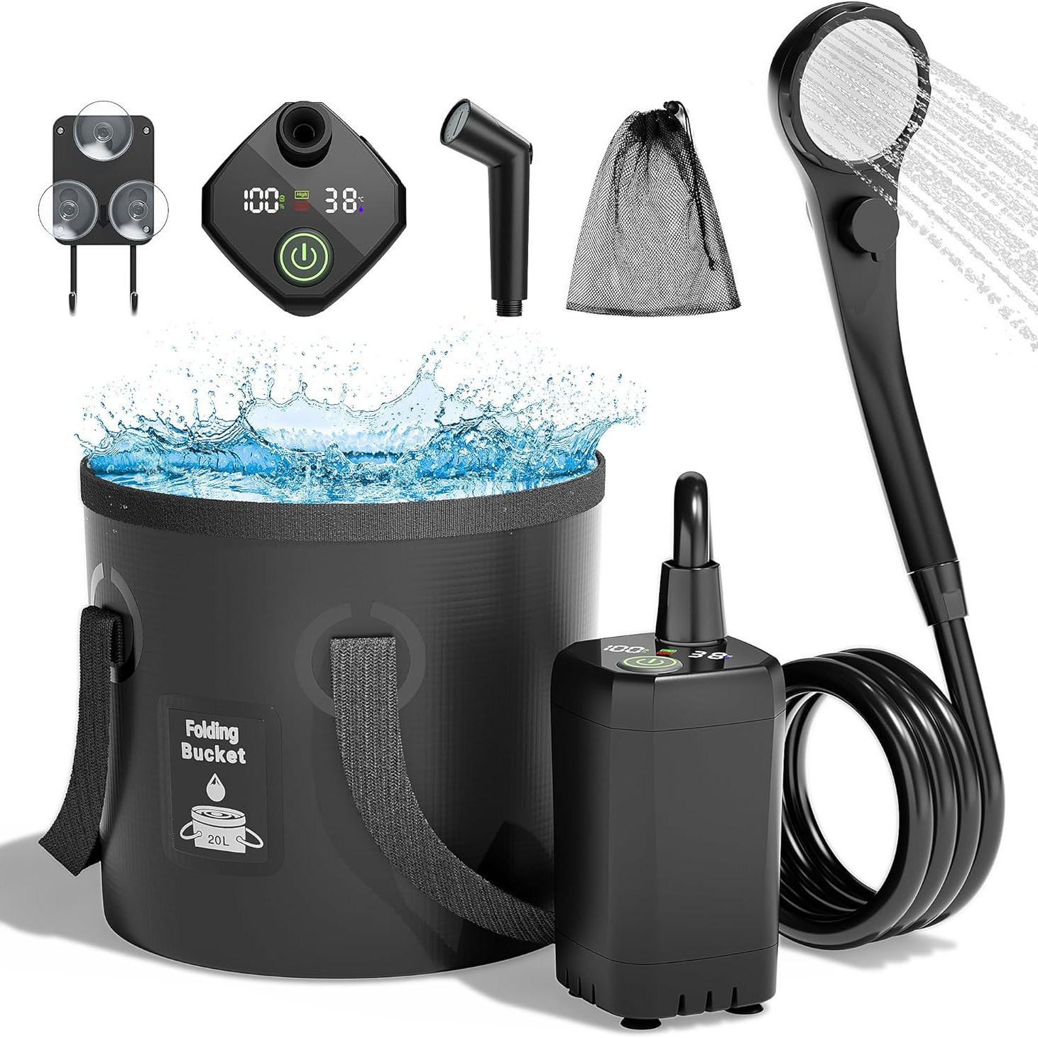 Home Bath - Ducha Eléctrica Portátil Autocebante para Exteriores,