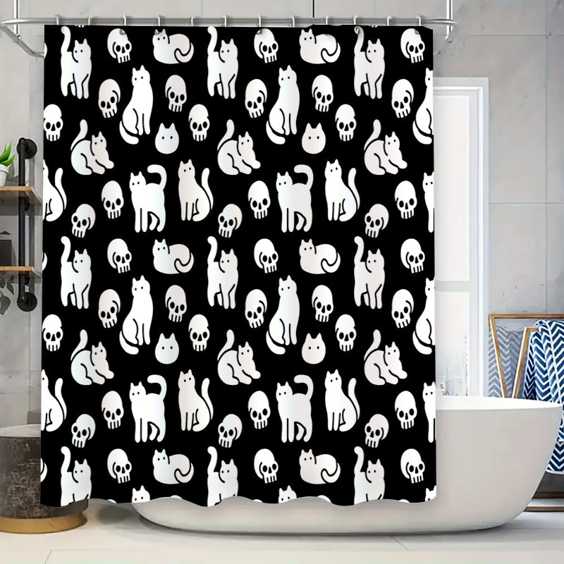 Home Bathroom Design Ideas - Cortina de ducha de gato, bonito