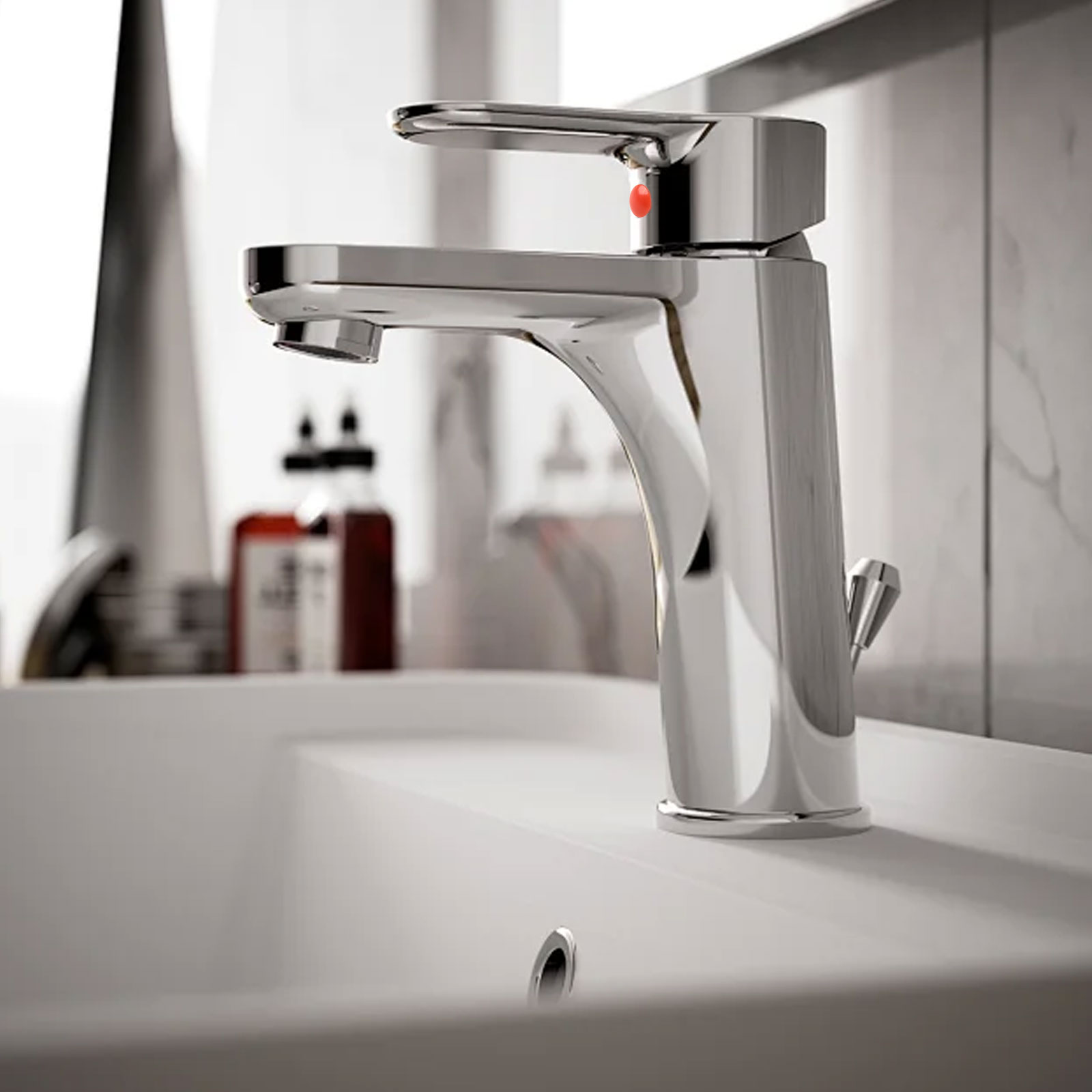 Home Bathroom Dimensions - Etiquetas para grifo rojo y azul,
