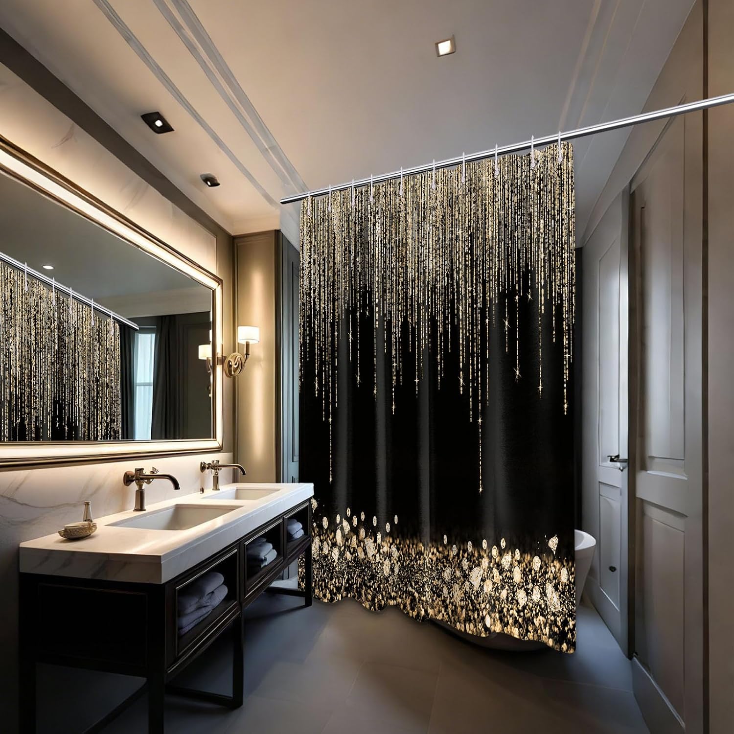 Cortina de Ducha Lujosa con Br - Home Bathroom Spa reseña y precio