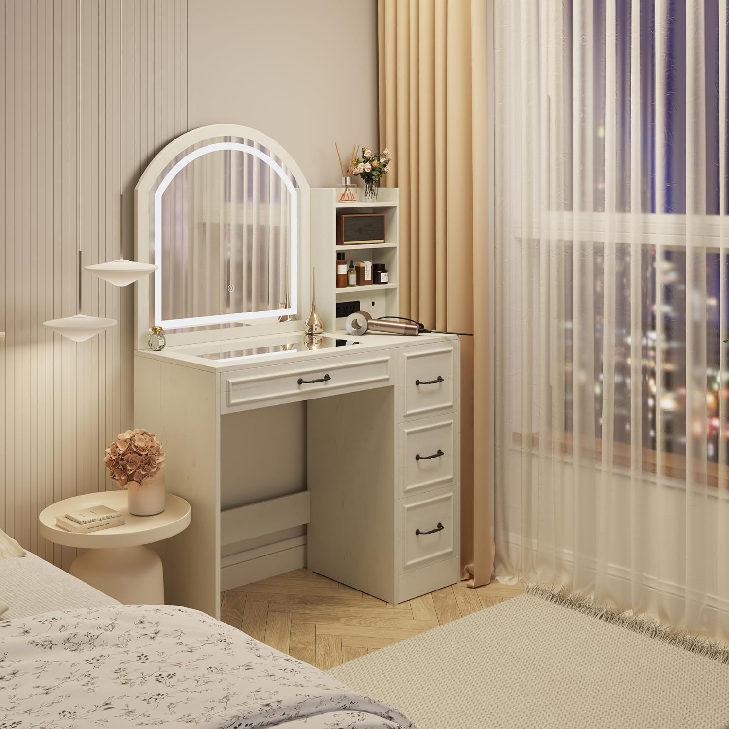 Mesa de tocador moderna con es - Home Outlet Bathroom Vanity reseña y precio