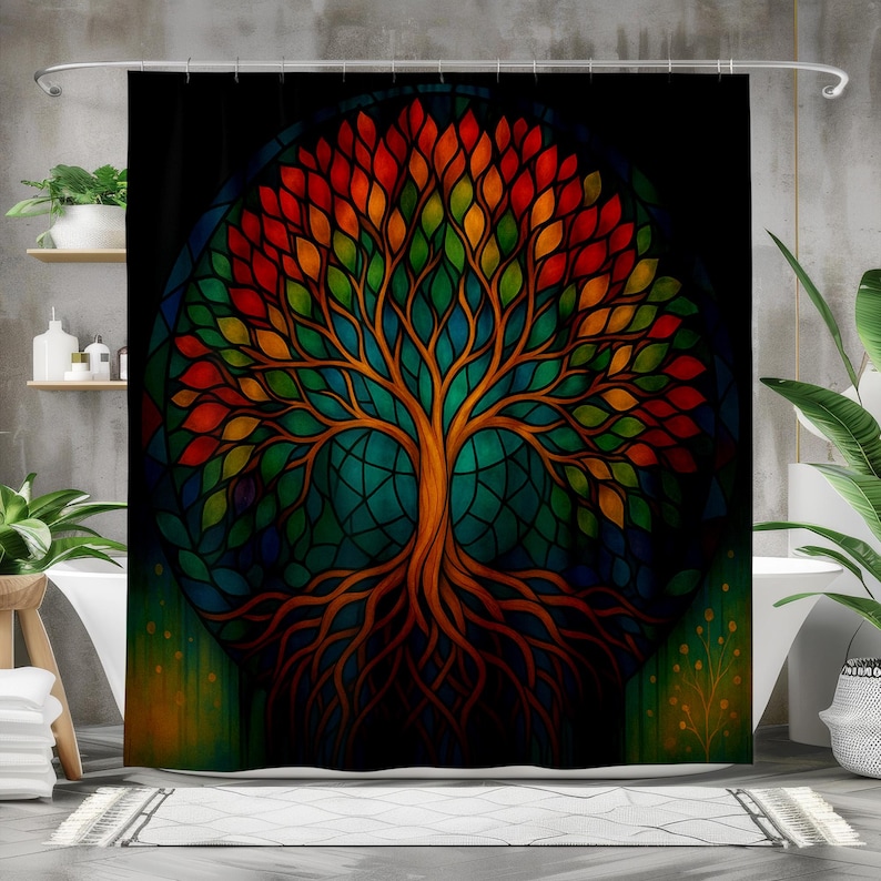 Cortina de ducha de árbol de l - Home Bathroom Design Ideas reseña y precio