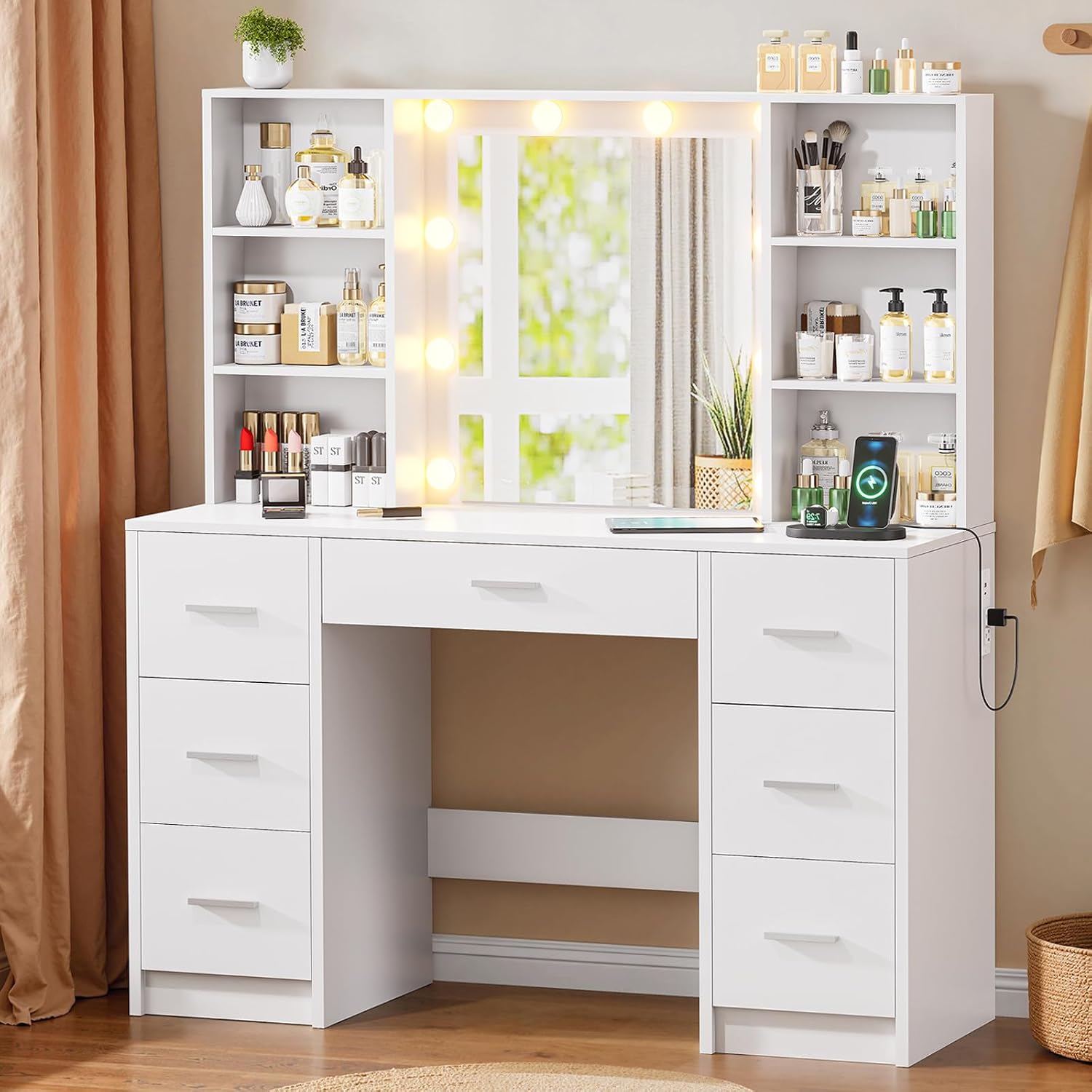 Tocador Grande con Espejo LED  - Home Outlet Bathroom Vanity reseña y precio