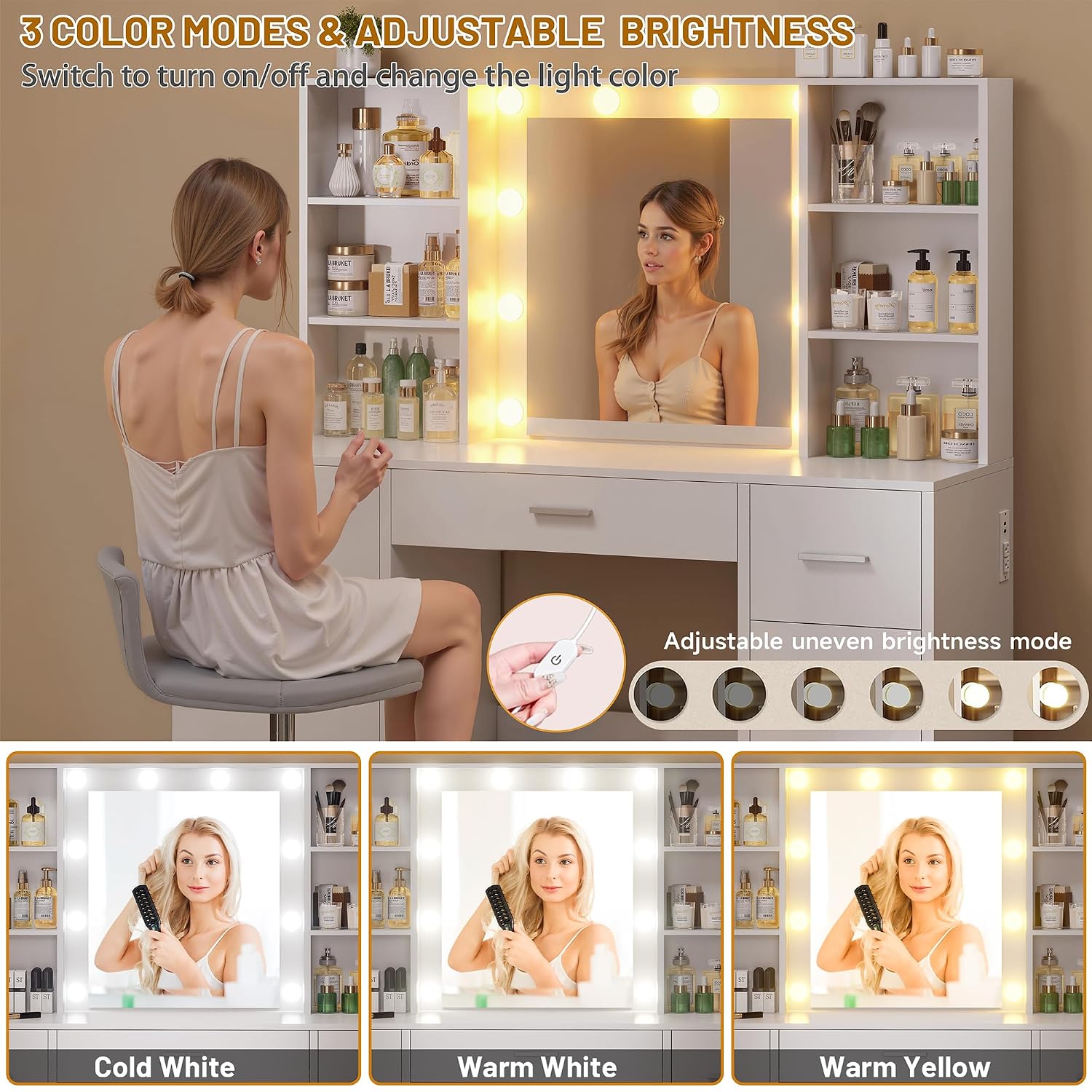 Tocador Grande con Espejo LED  - Home Outlet Bathroom Vanity reseña y precio