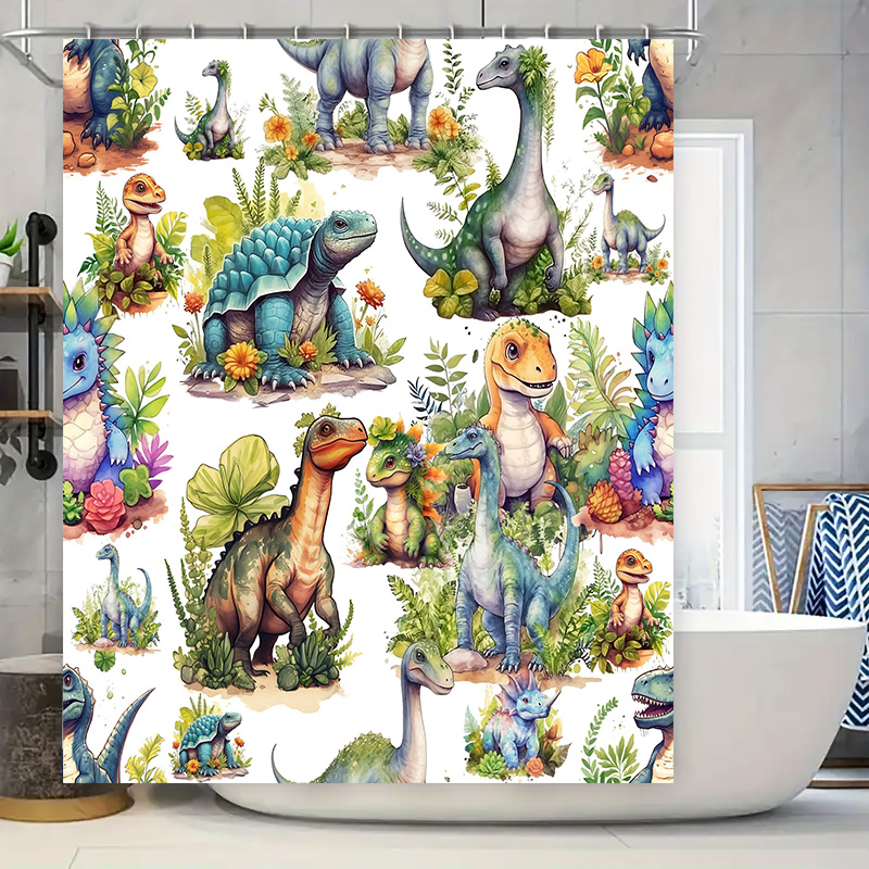 Cortina de ducha de dinosaurio - Home Bathroom Design Ideas reseña y precio
