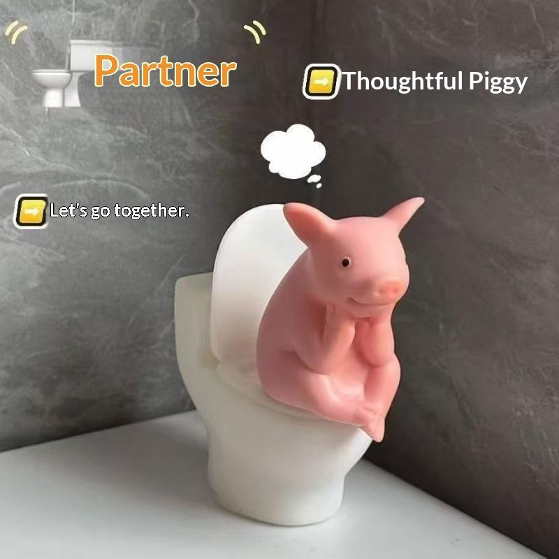 Lindo cerdito sentado en el in - Jet Home Bathroom reseña y precio