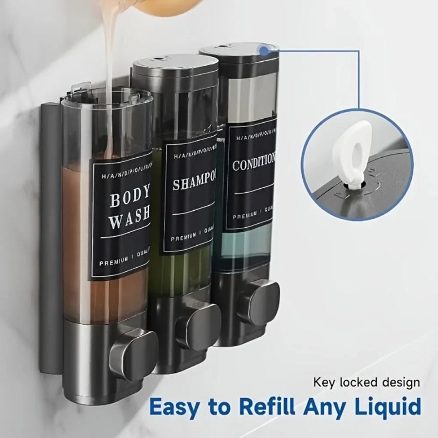 Dispensador Triple de Pared pa - Home Bathroom Wall Soap Dispenser reseña y precio